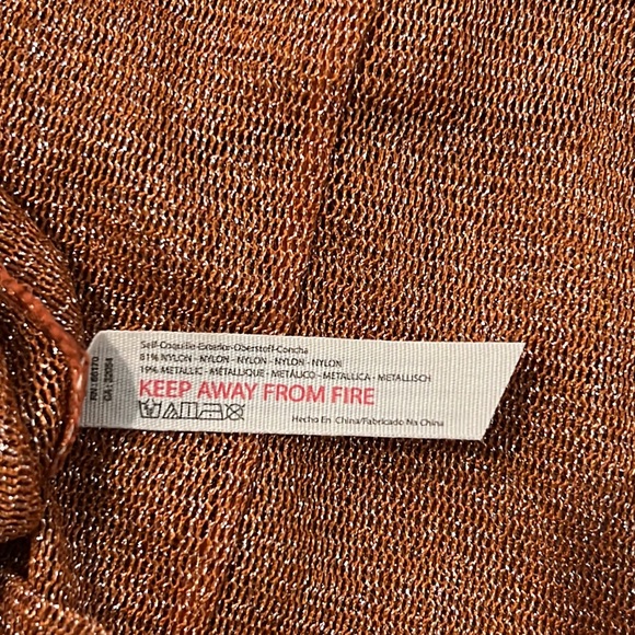 Free People Mesh Sheer Sparkle Metallic Bronze Slip Midi Dress NWOT - Picture 10 of 11